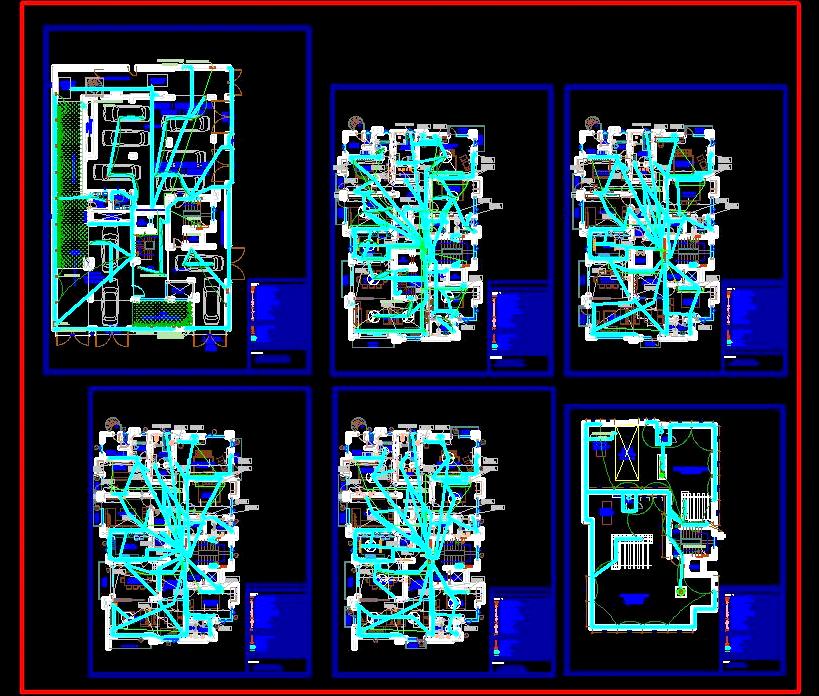 4-Storey Villa Layout Furniture and Electrical CAD Design